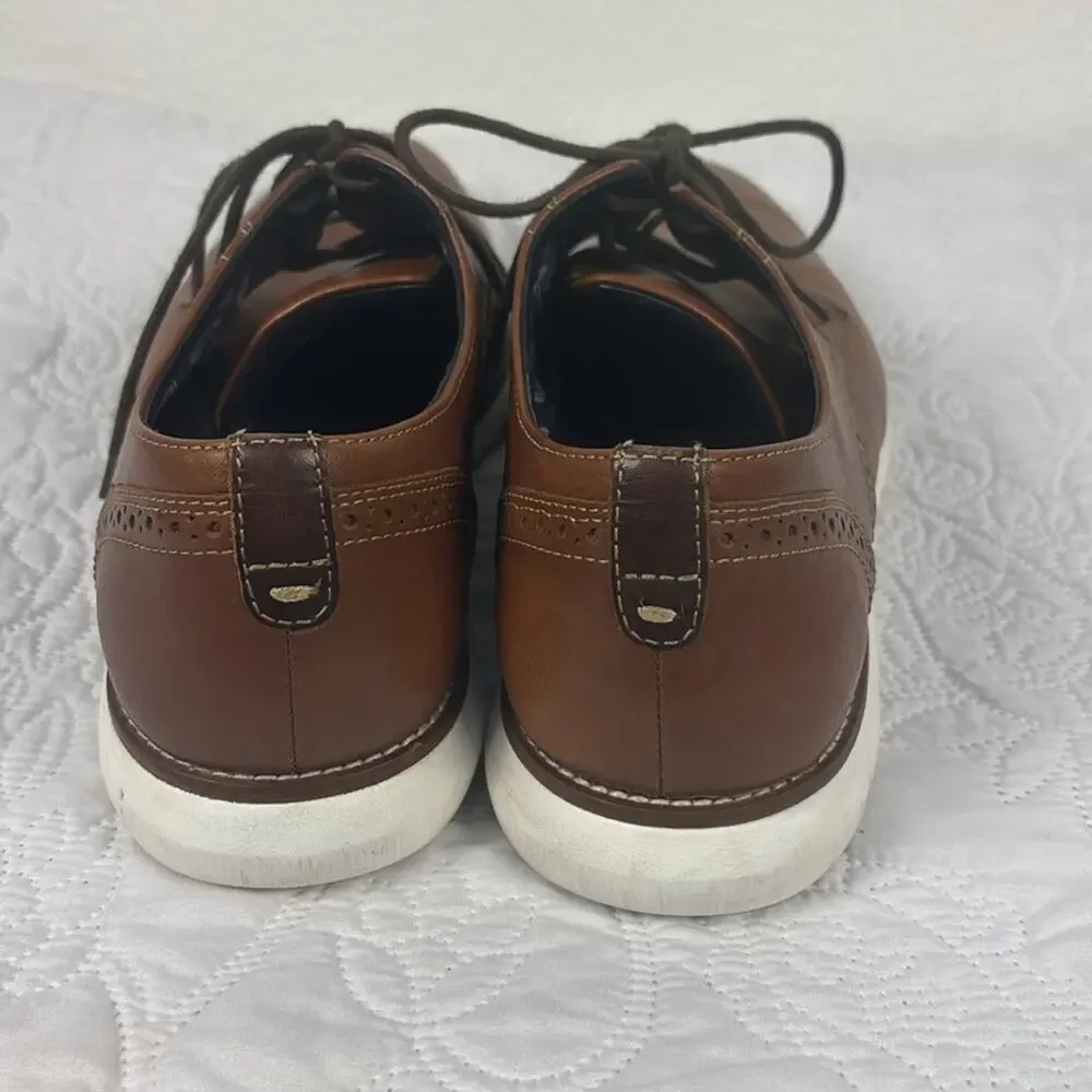 Johnston & Murphy Mens Brown Leather Oxfords Casual Dress Shoes Size 10M Lace Up